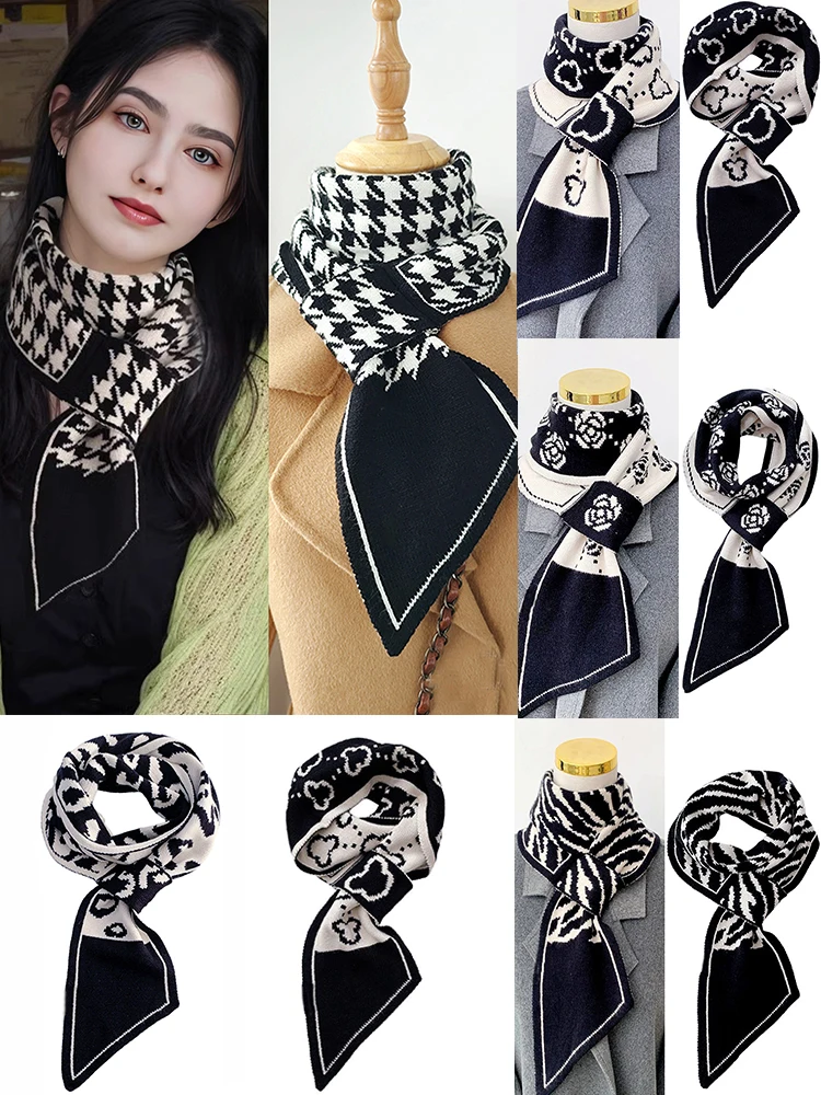 المرأة وشاح محبوك الخريف الشتاء سميكة الدافئة مزدوجة متماسكة وشاح فوري موضة منقوشة بزاوية الأوشحة في الهواء الطلق مثلث وشاح للرقبة