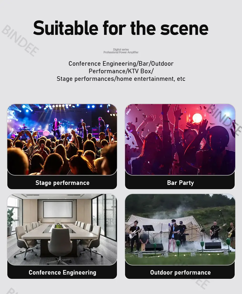 N4504 650W*4 Class D Professional Digital Amplifier Suitable for Party Stage DJ Church Family Karaoke Outdoor Amplifier