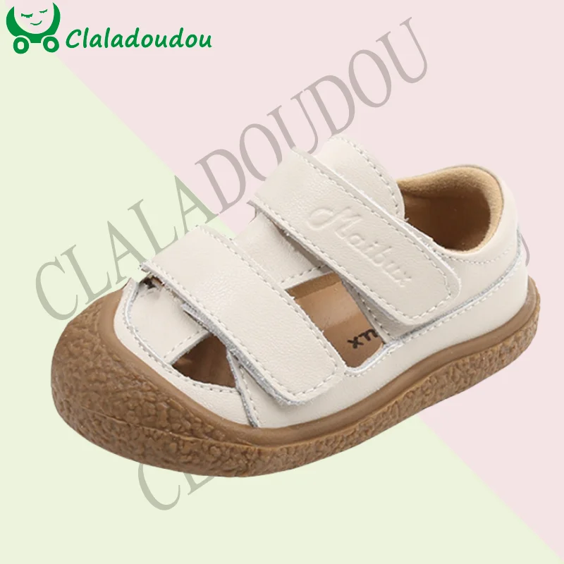 Claladoudou Brand Girl's Summer Soft Closed-Toe Sandals,Solid Outdoor Casual Sandals For 0-3years Toddler Boys,Baby Beach Sandal