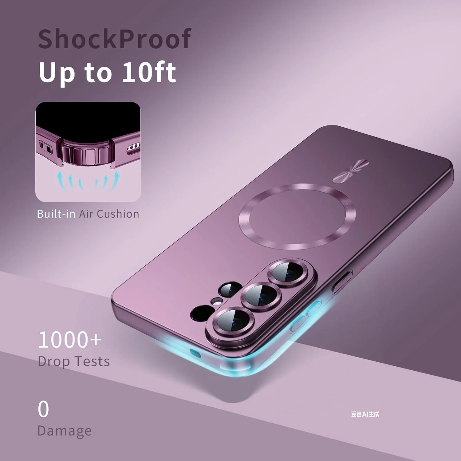 Magnetic Metallic Glossy Luxury Shockproof Slim Phone Case with Screen & Camera Protector