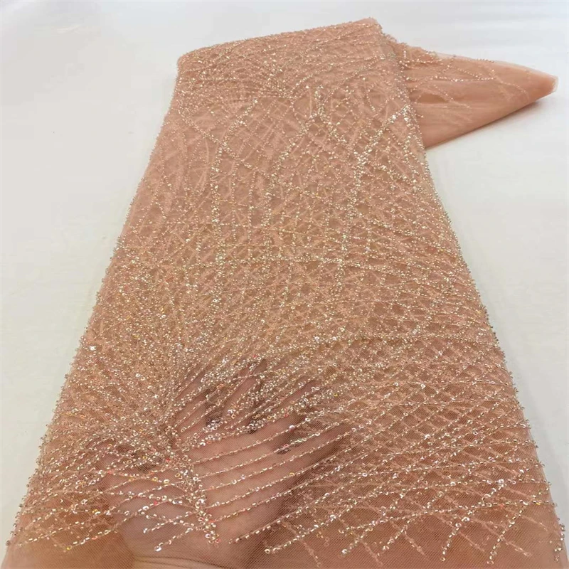 

SJ Lace African Lace Fabric 2022 High Quality Lace French Tulle Lace Fabric With Sequins nigerian Wedding party dress x14-54