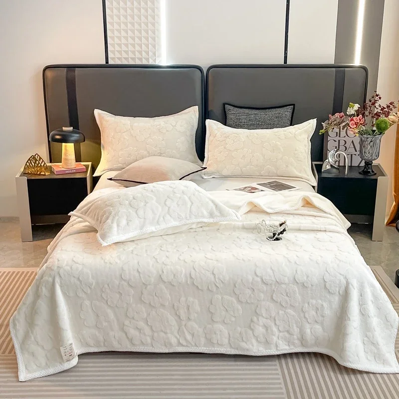 2024 new double-sided rabbit velvet three-dimensional jacquard blanket blanket, double warm, not sultry, not easy to lose hair 3