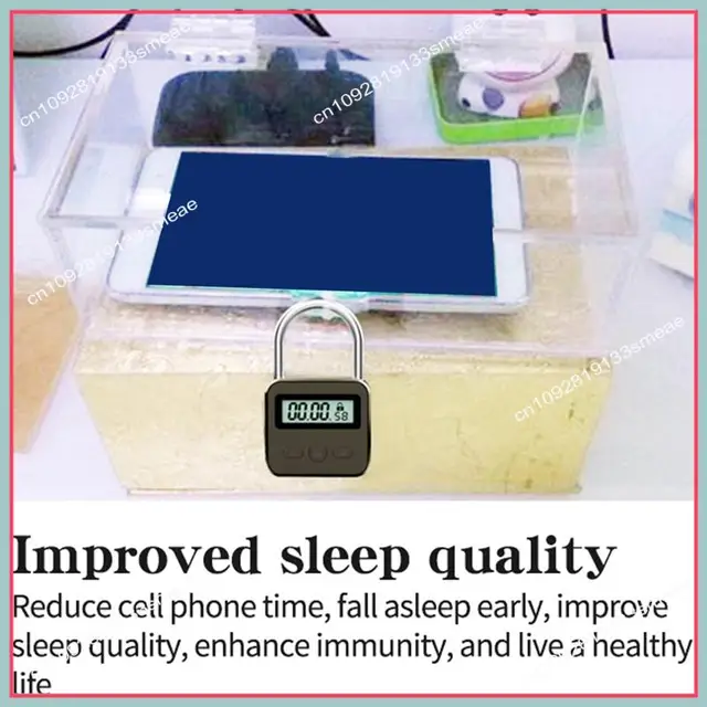 N94R LCD Display Electronic Timer Switch USB Rechargeable Timer Padlock Travel Electronic Timer-Black 2