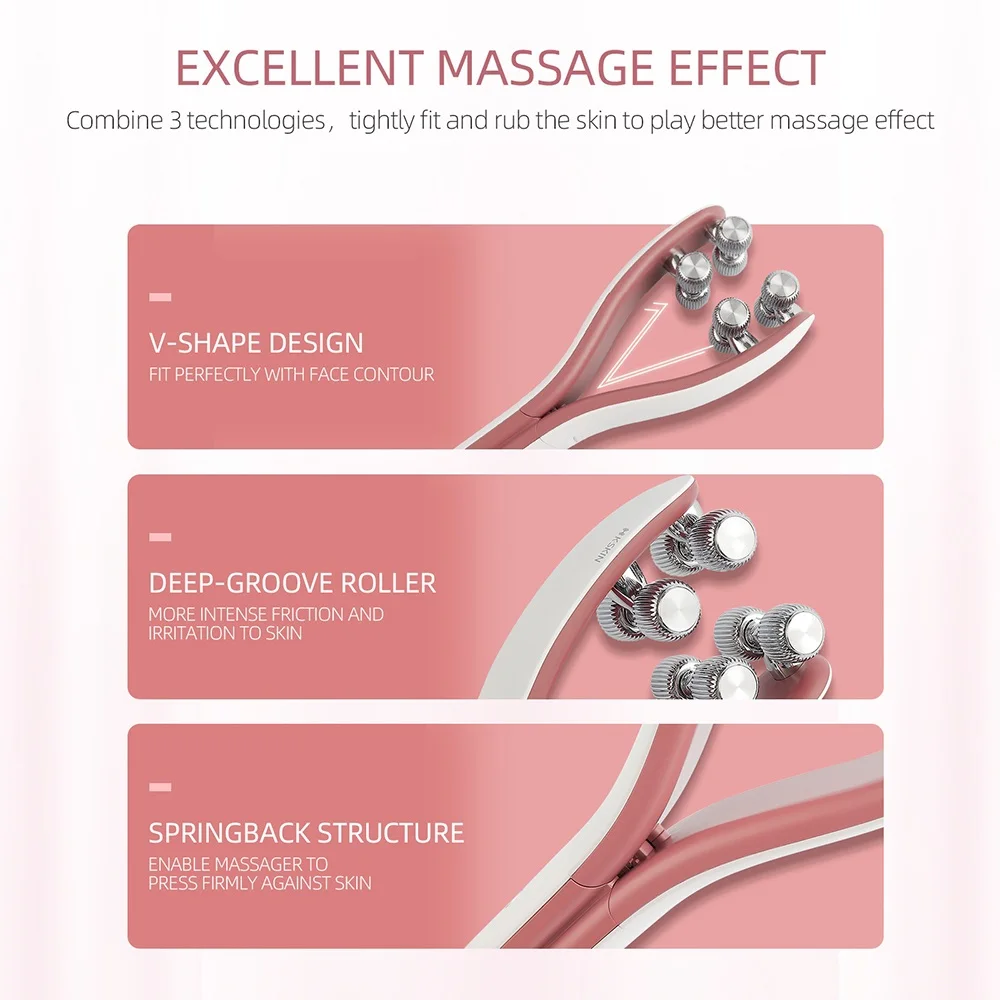 3-IN-1 Electric Face&Body Slimming V-shape Massager RF Skin Lifting Rolling Slimmer Anti-Cellulite Double Chin Fat Remove Roller