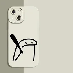 Whimsical Cartoon Character Shockproof Silicone Phone Case - iPhone 13 (White M08)