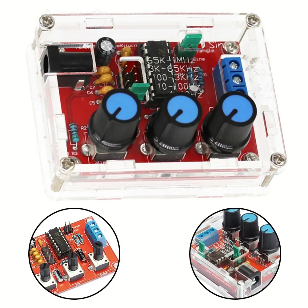 XR2206 Signal Generator Kit with Shell Portable and High Precision Produces Sine Triangle Square Waves 1Hz 1MHz Frequency Range 5