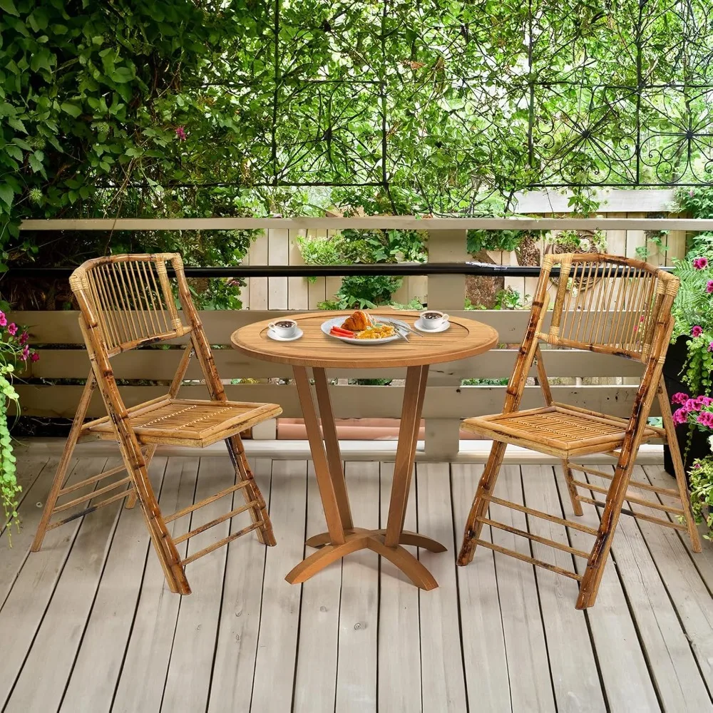 4 Pack Bamboo Folding Chair, Foldable Dining Wood Chairs, Comfortable Seat for Outdoor & Indoor, Patio, Porch, Wedding, Party 2