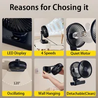 Ventilateur de Table Portable type-c Rechargeable 4 vitesses bureau USB ventilateur de refroidissement sans fil oscillant ventilateur mural suspendu 90 °   Degrés de réglage 2