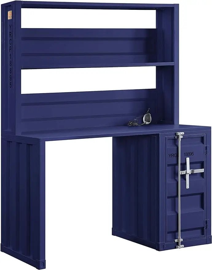 Cargo Metal Frame Desk And Hutch With Storage Base In Blue сherner metal base arm стул