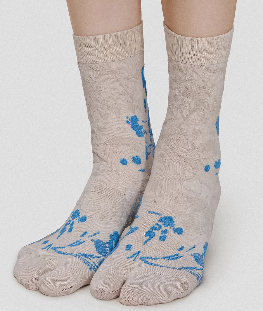 Hohe Qualität für Frau Frühling Herbst Winter Split Toe Baumwolle Socken Katze Muster Streifen Bequeme Zwei-Zehen frauen Tabi sox – Detail 6