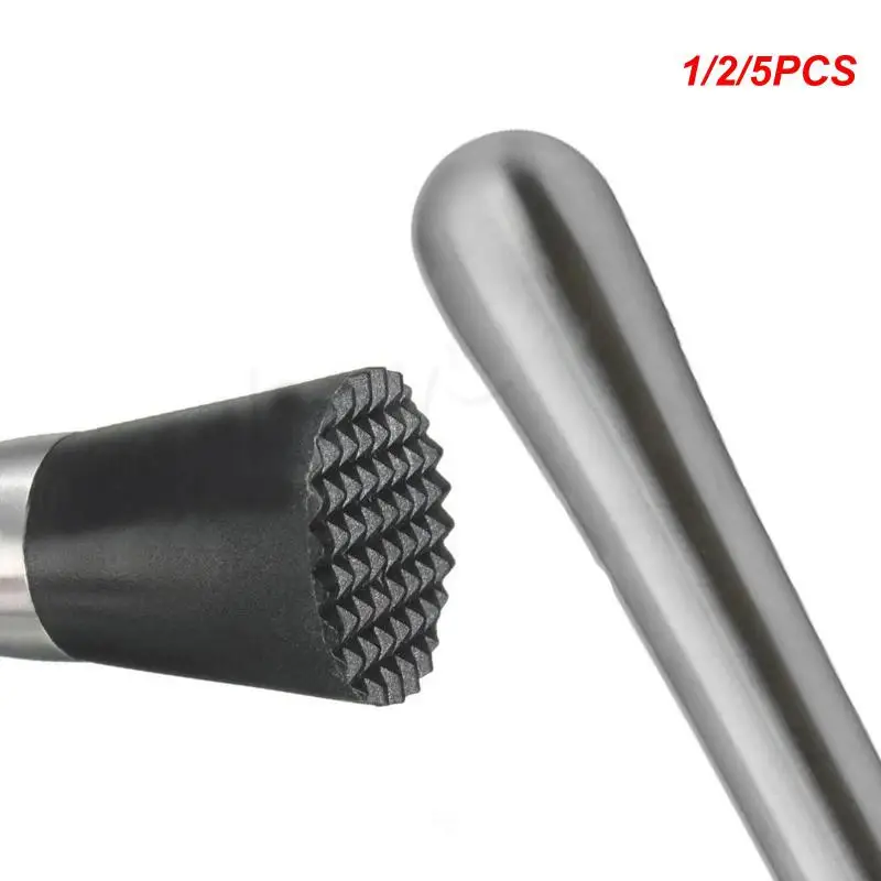 Stainless Steel Cocktail Muddler And Mixing Spoon Set Metal Mojito Muddler Bar Tool Long Handle Stirring Spoon 1/2/5PCS Home Bar cocktail stirrers bar muddler