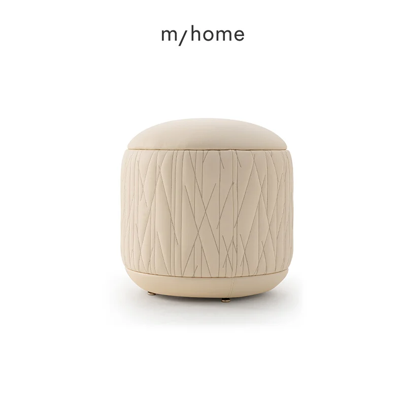 

YY Minimalist Modern Living Room Shoes Low Stool Beige Leather Nordic