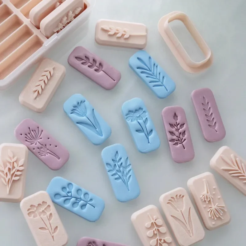 Clay Cutter Flower Plant Leaves Stamps Polymer Clay Molds Pottery Ceramic Embossed Jewelry Earring Making Tools