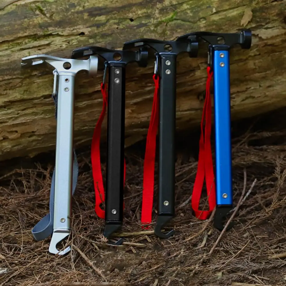 

Camping Hammer Multifunctional Hook Design Labor-saving Tent Stake Remover Portable Outdoor Tent Pegs Hammer for Hunting