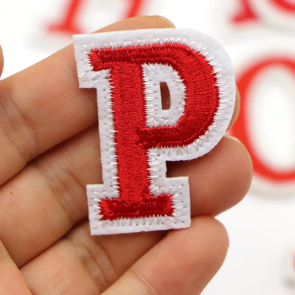 1PC Eisen auf Patches Nähen auf Applique Patches Rot Brief Alphabet Bestickte Patches Diy Custom Name Abzeichen Decor Reparatur patcch – Detail 22