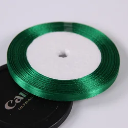 6mm Satin Ribbon for DIY Crafts and Festive Decorations (22 Meters/Roll) (Green)