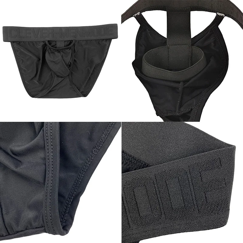 Men patent leather briefs men's sexy O-ring elephant nose briefs