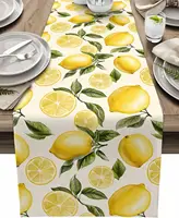Summer Lemon Theme Linen Table Runner Holiday Wedding Party Decor Watercolor Summer Farmhouse Table Runners Dining Table Decor 1