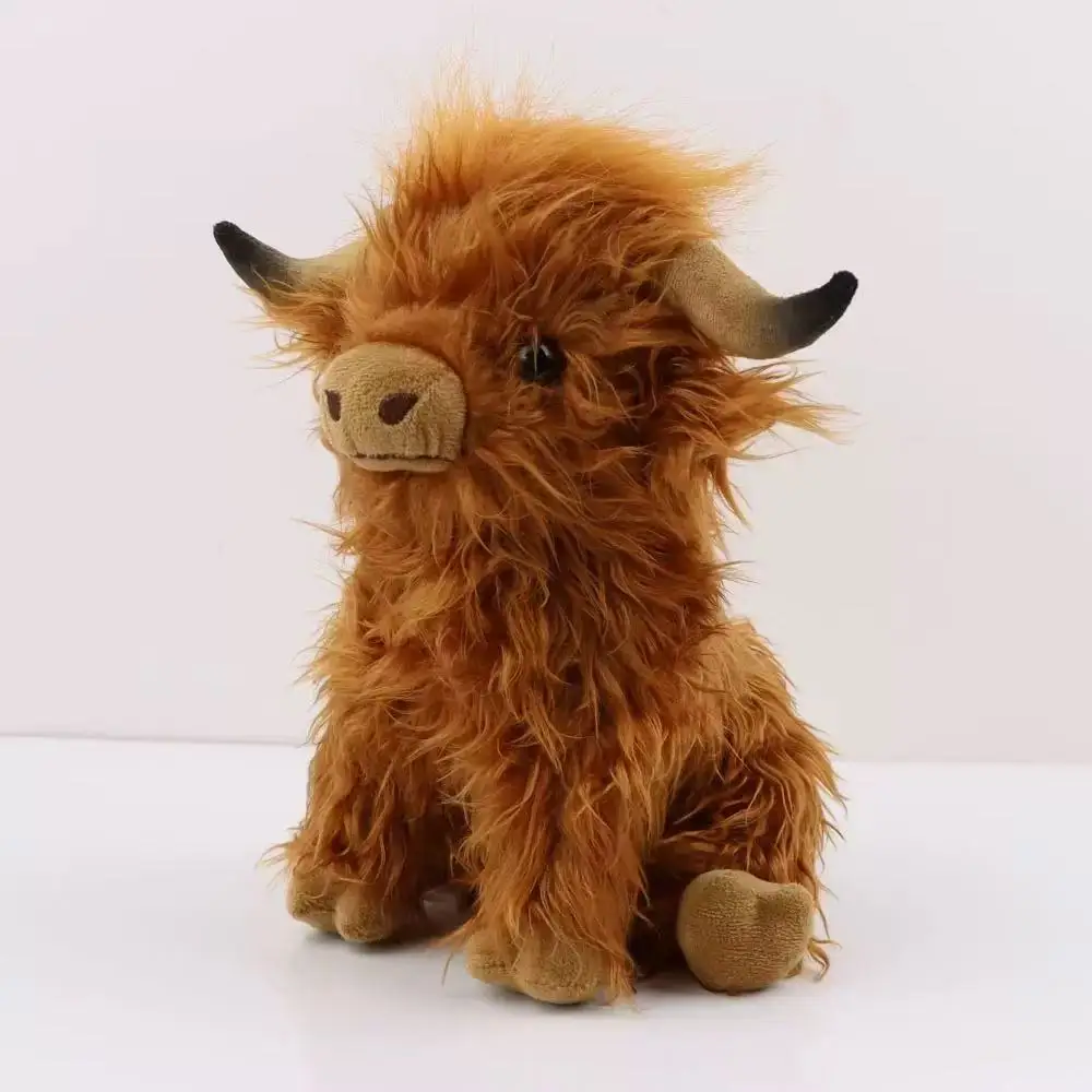 Highland Cow Plush Toy - Adorable Realistic Stuffed Animal with Long Fluffy Hair, Soft Cuddly Gift for Kids, Children & Collecto