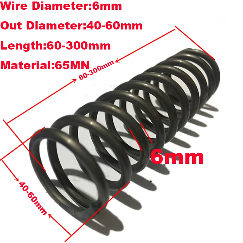 Mola de Compressão Grande Resistente Feita sob Encomenda da Bobina de Aço de Absorção de Choque dos Peças Diâmetro do Fio de mm 40 45 50 60 mm para Fora Diâmetro 60300 mm Comprimento 1