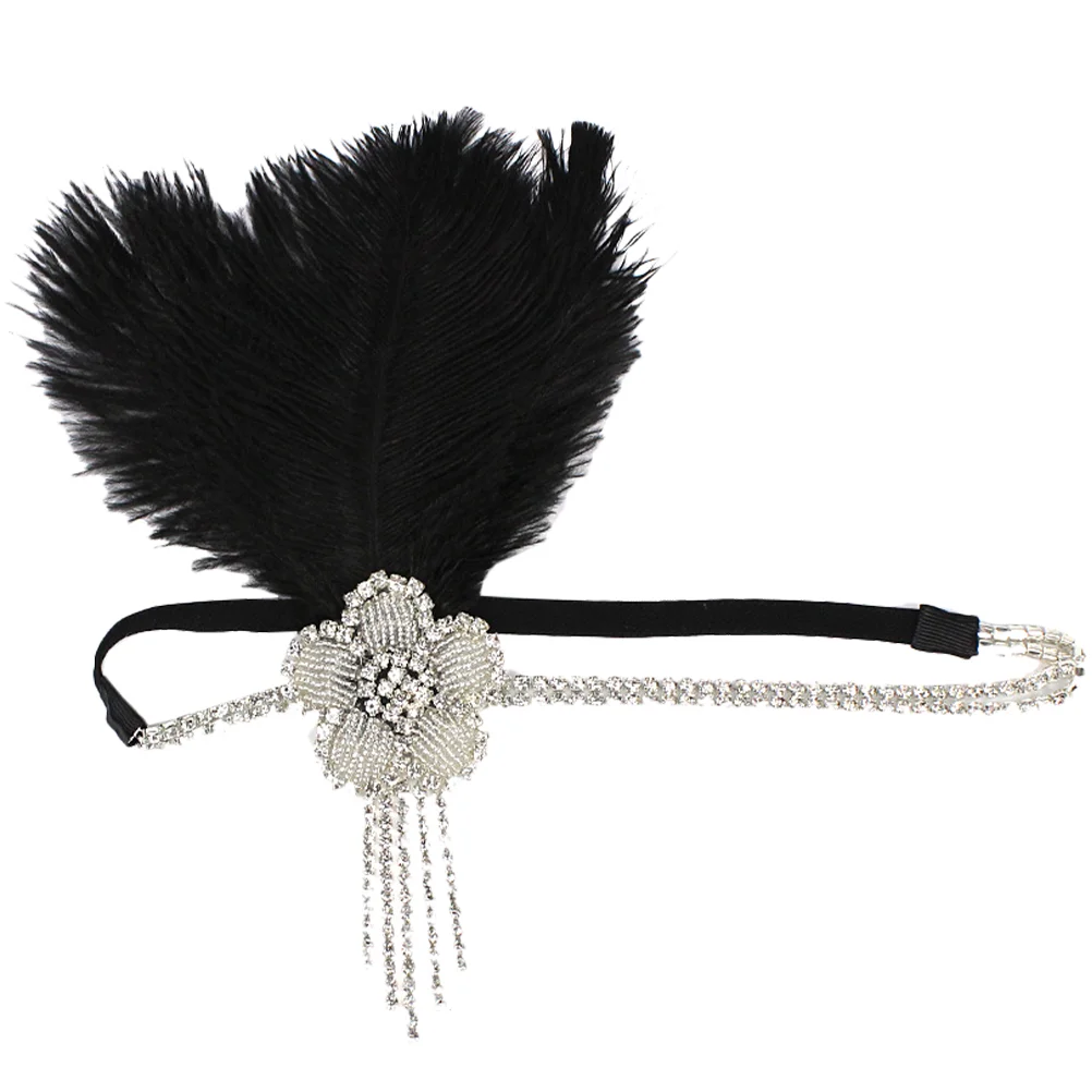 

Hair Ribbon Fringed Feather Headband 1920s Headbands for Women Vintage Accessories Modern Roaring Headpieces Flapper Bride