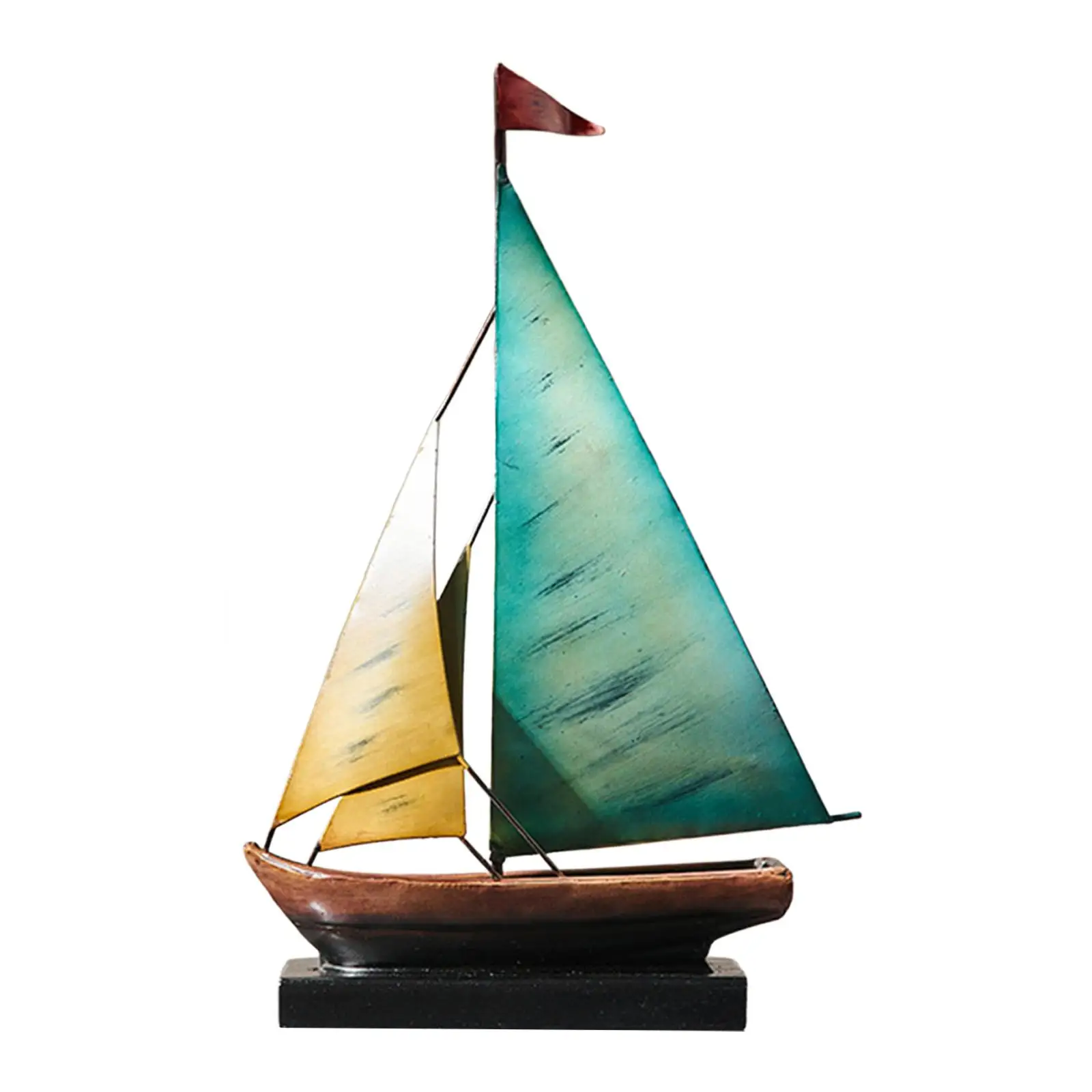 Iron Sailboat Statue Decorative Boat Ocean Themed Nautical Centerpiece for Office Party Home Beach Decoration Iron Sailboat Statue Decorative Boat Ocean Themed Nautical Centerpiece for Office Party Home Beach Decoration
