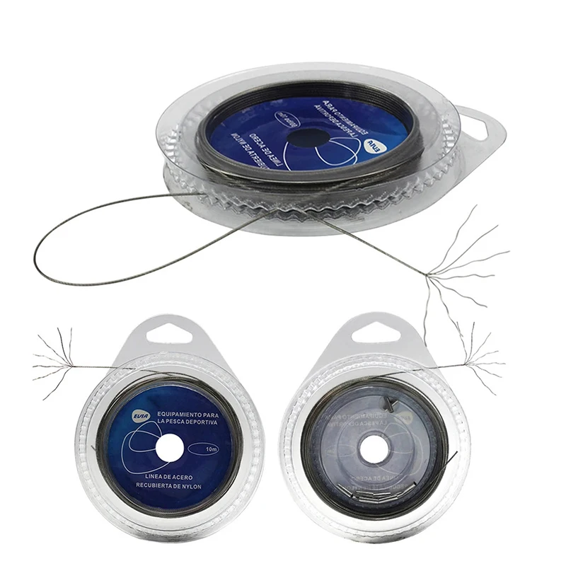 1 ม้วน 10M สายตกปลาสายเหล็ก Anti Bite Line กัดสวมใส่แรงดึง 7 Strands ด้านหน้าตะกั่วตกปลา-ลวด 1