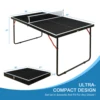 4.5 ft Black Foldable Table Tennis Table Set, Portable Ping Pong Table with Net and 2 Paddles