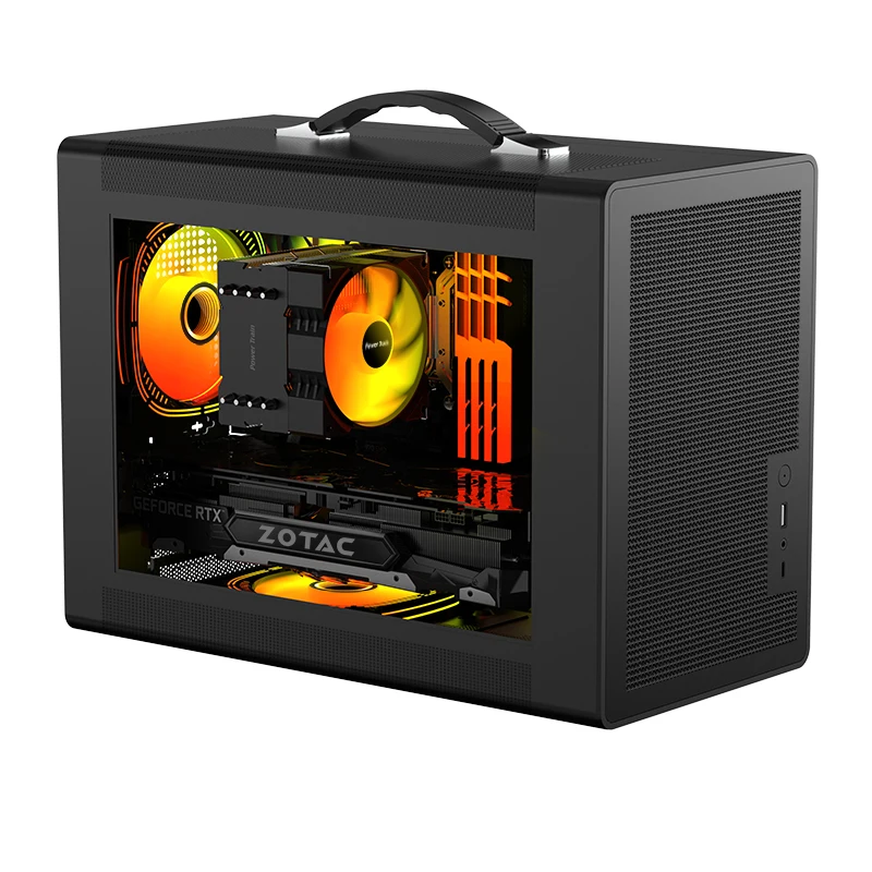 파워 트레인 X-GAMERX P60 MATX ITX 휴대용 데스크탑 미니 타입C 데스크탑 케이스