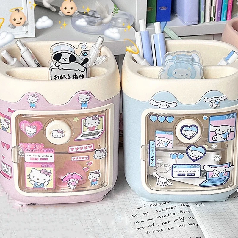 Pen Holder Pen And Brush Holder Desk Organizer Desk Storage Rack Sanrio Pen Holder Kawaii Desktop My Melody Kuromi Cinnamoroll Diy Sticker Storage Box Makeup Brush Storage Tube Pen Holder Gift