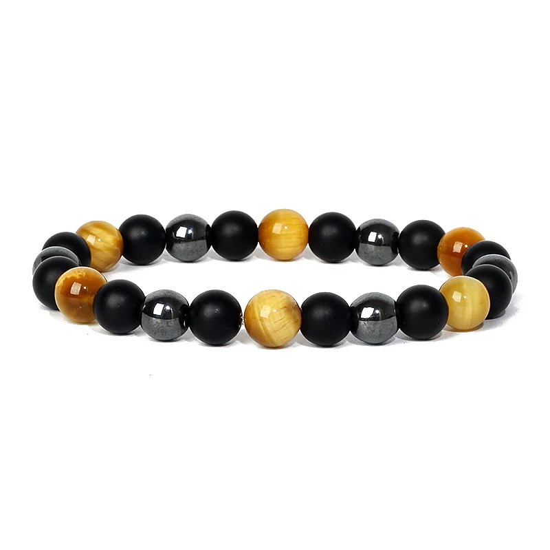 Natural Triple Protection Health Bracelets Women Black Obsidian Hematite Tiger Eye Beads Bracelets Men for Magnetic Soul Jewelry 