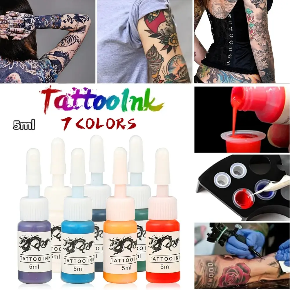 Tattoo Kit DC Jack Rotary Machine Pen 10pc Cartridge Needle 7pc Ink For Tattoo Beginner