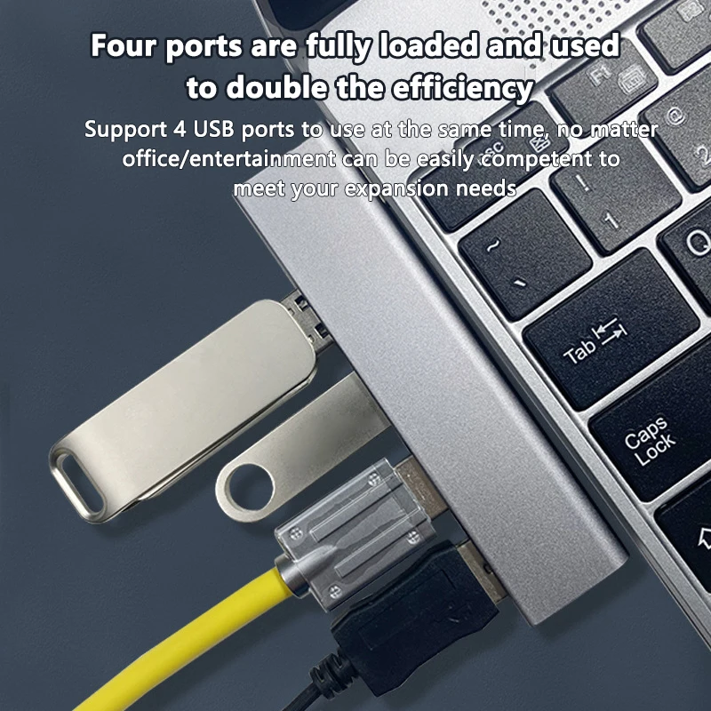 휴대용 USB PD 분배기, PC 컴퓨터 노트북 액세서리, 4 in 1 USB 3.0 허브, 4 포트 확장 플러그, 슬림