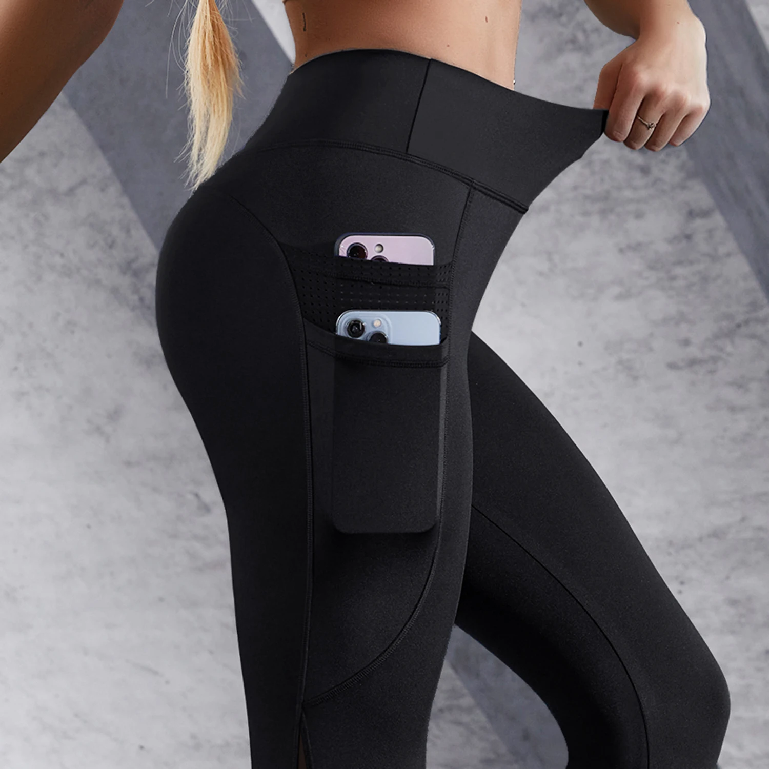 

Women Double Pockets Leggings Push-Up Gym Tights Sexy Tummy Control Sport Yoga Pants High Waist Leggins Fitness Running Trousers