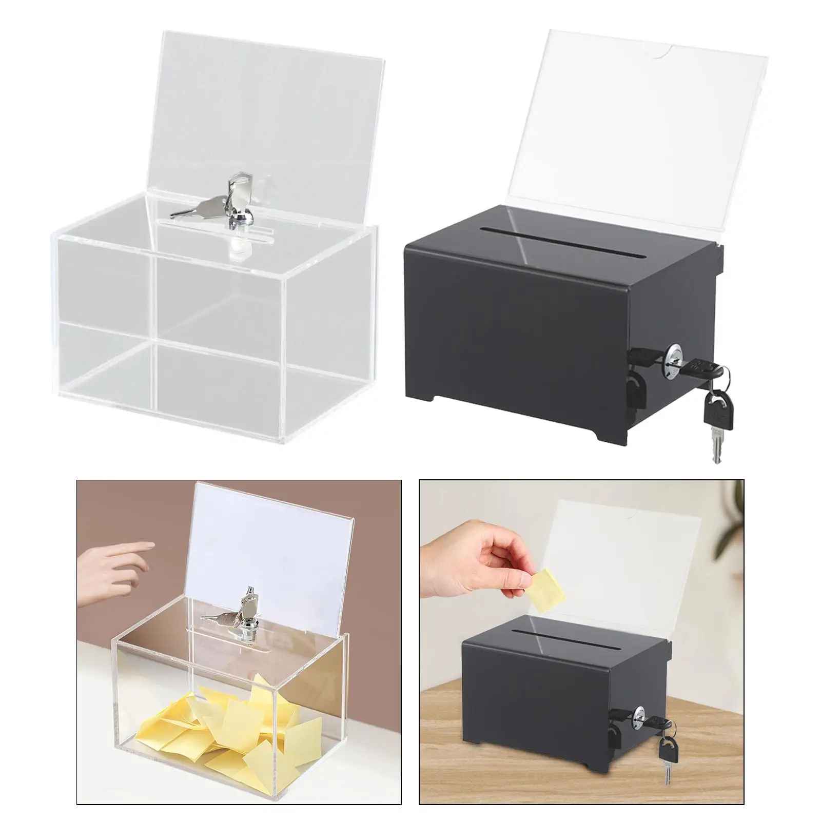 Acrylic Donation Box with Lock Charity Suggestion Box for Desk Shop Donation