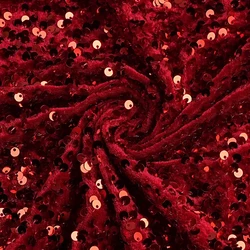 Vibrant Orange Pink Stretch Velvet Sequin Fabric for Apparel and Decor Projects (Dark Red)