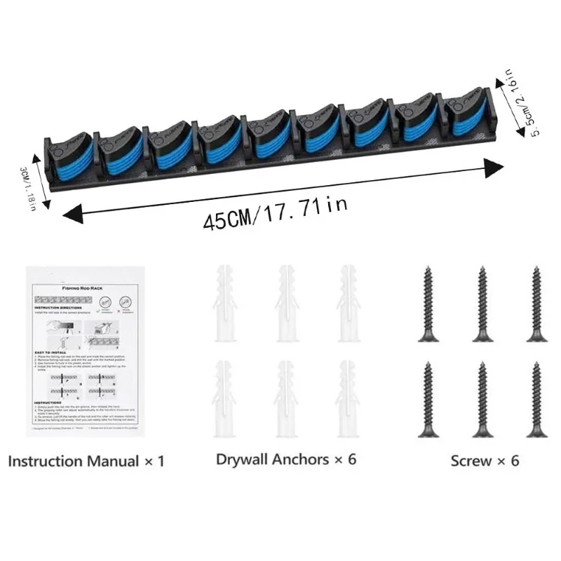 Wall Mounted Fishing Rod Holder Vertical and Horizontal Pole Rack Fishing Pole Holder Up To 9 Rods Tools Accessories