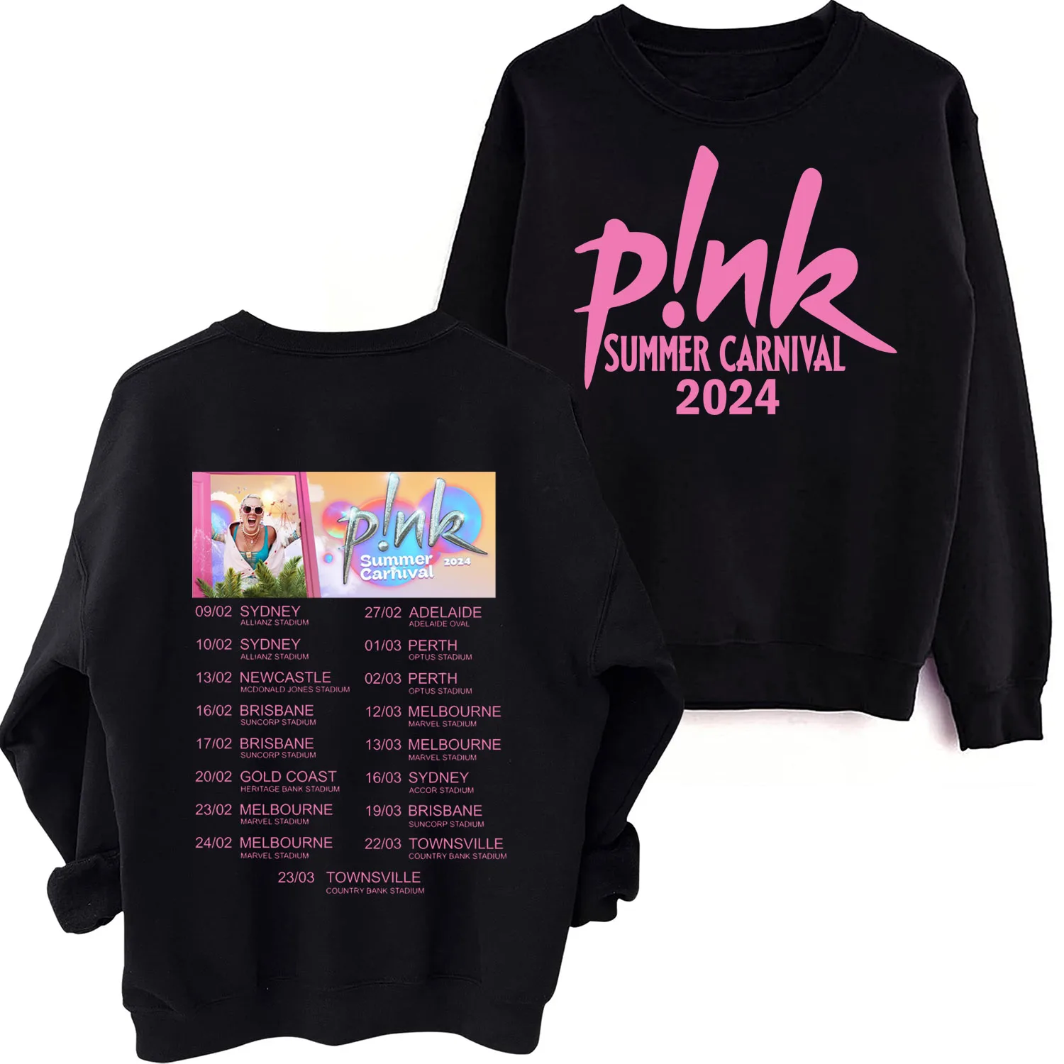 

Pink Singer Summer Carnival 2024 Sweatshirt Harajuku Round Neck Long Sleeve Oversized Hoodie P!nk Fans Gift