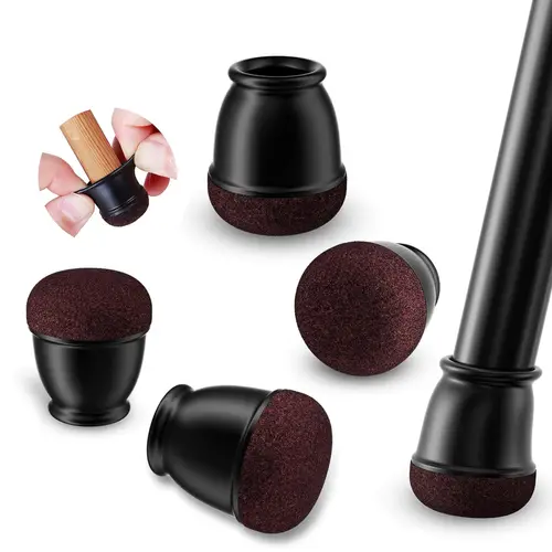 8PCS Black Round Chair Leg Protectors Foot Cover Diagonal with Thick Wrap Felt Pads Silicone Furniture Table Feet Protect Floors