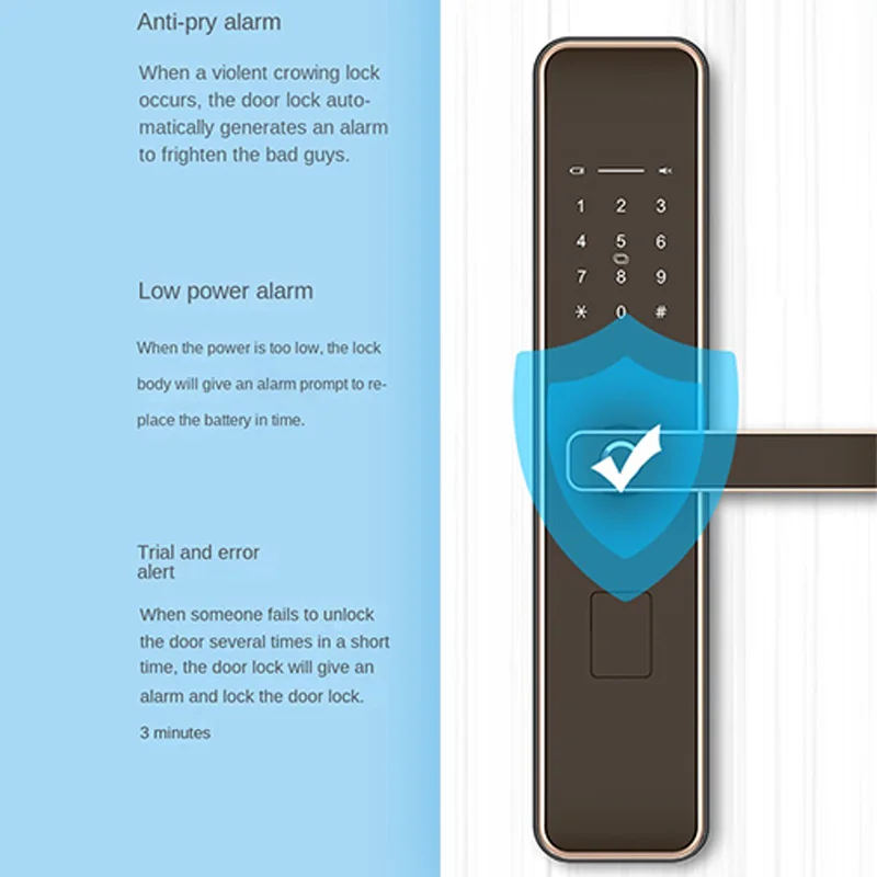 투야 와이파이 스마트 문짝 디지털 전자 잠금 장치, 원 클릭 생체 인식 잠금, 지문 앱 카드, 입구 문짝 적합