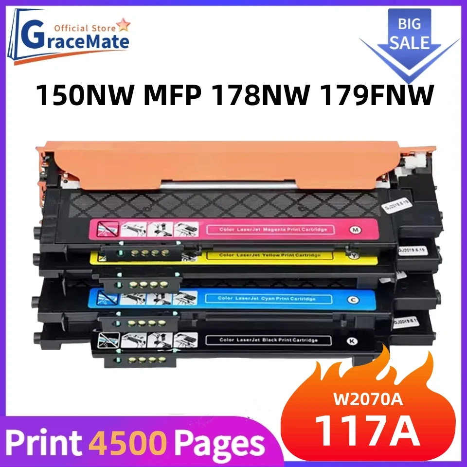 Ink Cartridge Toner Cartridge Replacement 117A Toner Cartridges Full for HP MFP179fnw 178nw 150a 150nw Color Laser Printer W2070a W2071a/2a W2073a