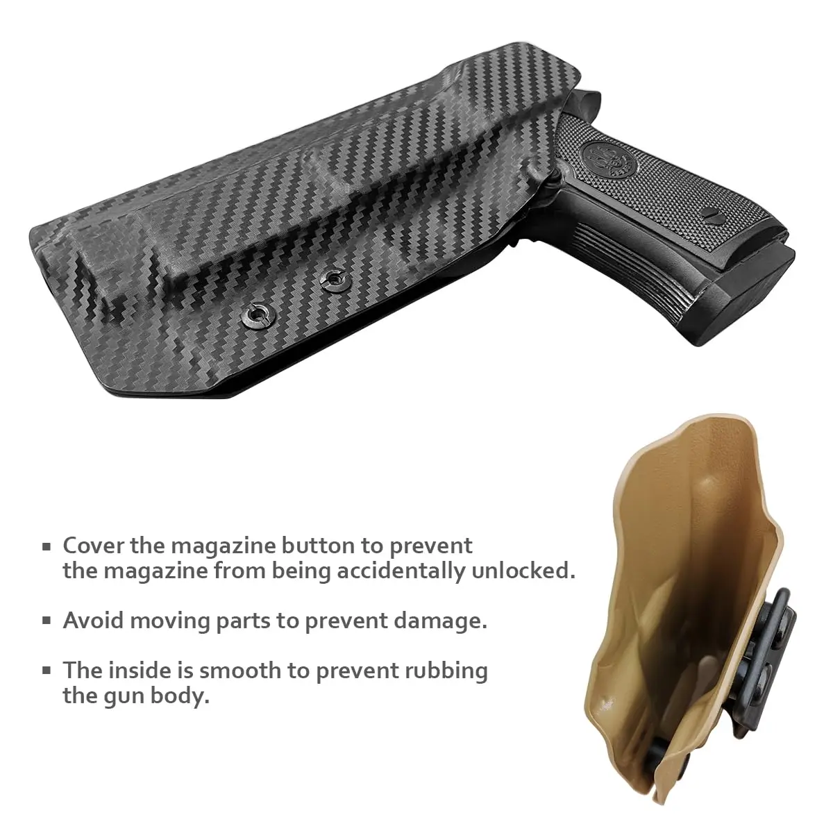 For Beretta 92 FS / 92 A1 / 96 A1 Beretta 92FS 92A1 96A1 Holster IWB Kydex Holster Inside Waistband Concealed Carry-Right