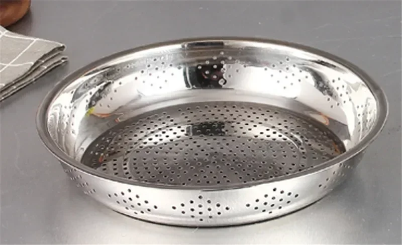 Mesh Hole Dinner Plates Thickened Stainless Steel Leak Colander Plate Round Hole Tray Large Steamer Rice Bean Mesh Filter Plates Stainless Steel Plates