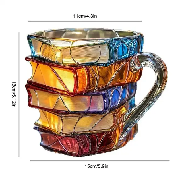 Book Cup Cappuccino Mug with Handle Creative Cup for Morning Break Cafe Study Bookshelf Reading Bookstore Collection Kitchen 6