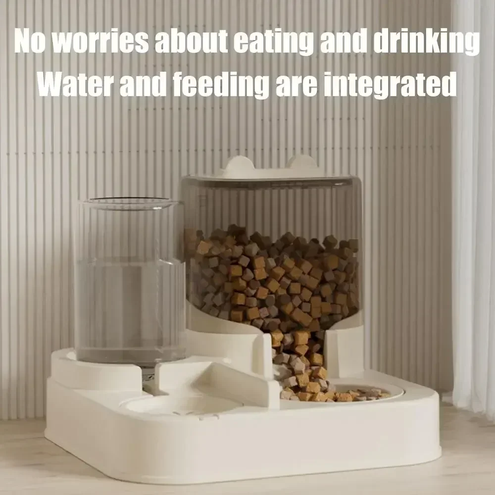 Qq-Cat Feeder And Water Dispenser Self-Feeding Kitten Food Feeder Large Capacity Cat Food Dispenser Multifunctional Pet Food
