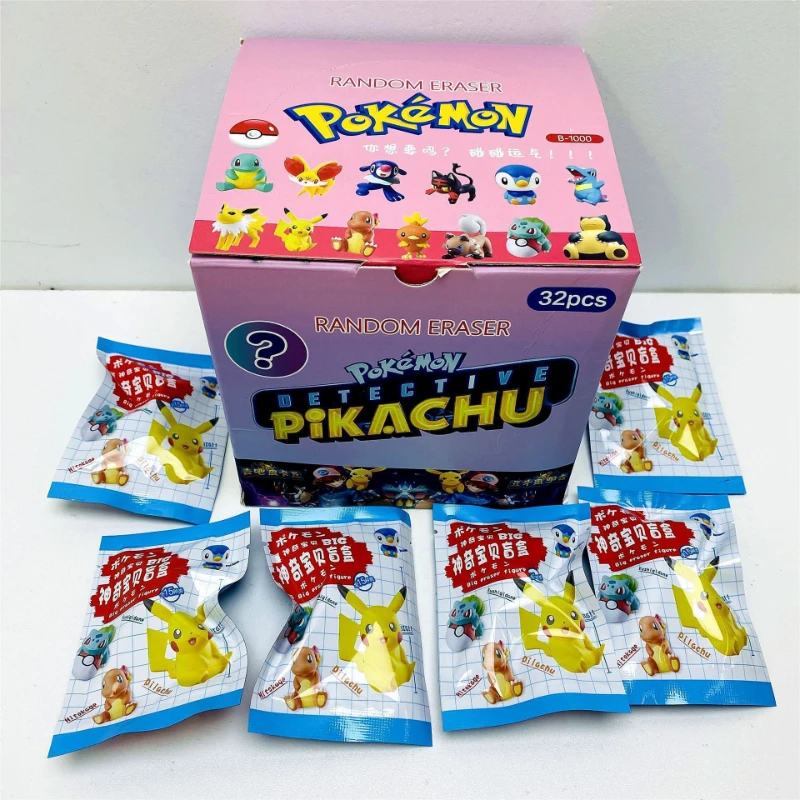 

32pcs/set Cartoon Anime Pokémon Cute Pikachu Eraser Children's School Writing Essential Creative Stationery Eraser Small Gifts