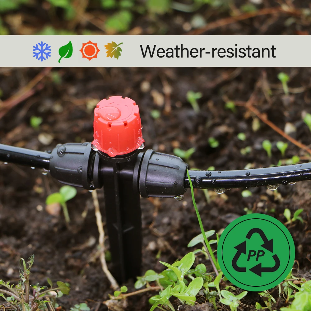 1/4&Prime; 8-hole Dripper with Stake Adjustable 0-80L/H Flow Sprinkler Anti-fall Off Outdoor Garden Lawn Micro Drip Irrigation System