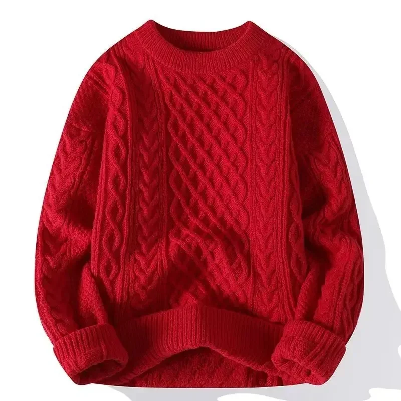 Suéter de punto a la moda para hombre, jersey informal de cuello redondo, tejido suave para hombre, moda de otoño e invierno, prendas de vestir de manga larga para hombre