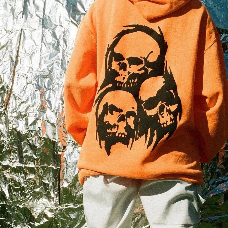 Skull Print Hoodie Y2k Clothes Orange Grunge Zip Hoodie Harajuku Gothic  Jacket Women Grunge Style Long Sleeve Oversized Hip Hop - Hoodies u0026  Sweatshirts - AliExpress