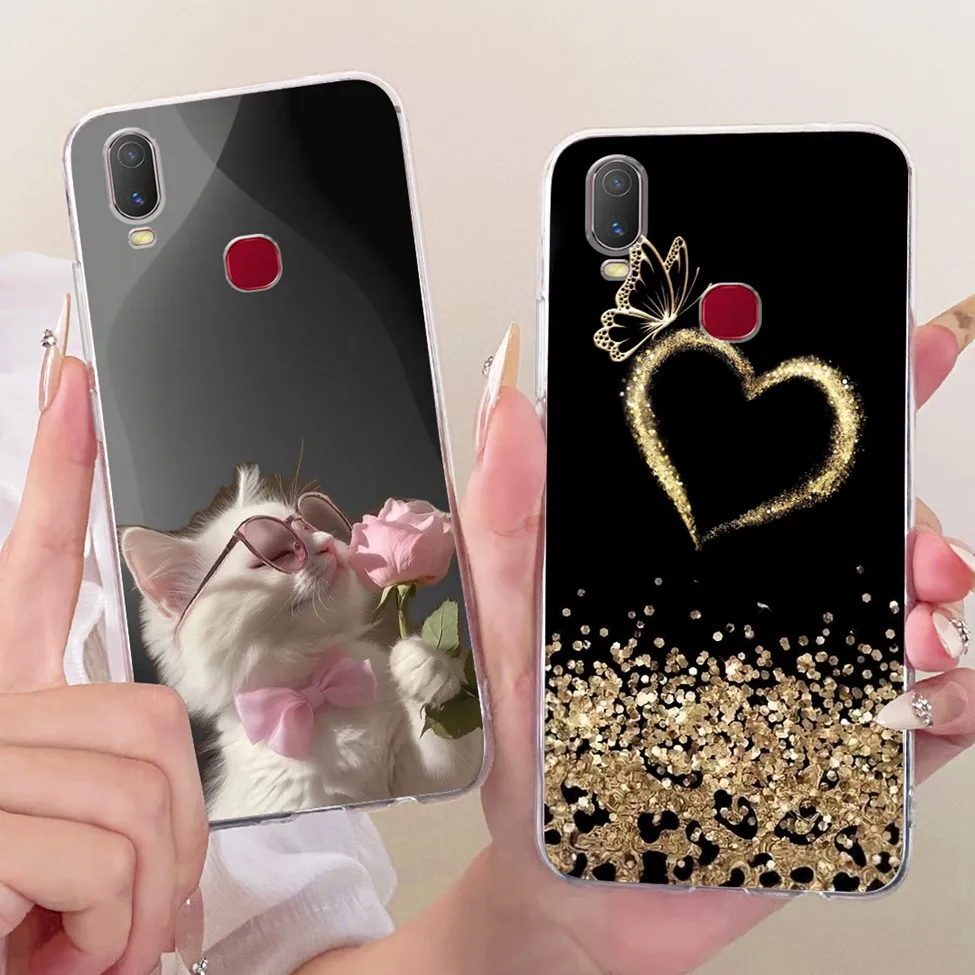 Clear Cute Cat Floral Soft Back Cover - Luxury Painted Design